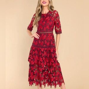 🆕BÖHME Two Tone Lace Midi Dress. Tiered. Size: Small